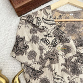 Vriksham Premium Floral Printed Readymade Blouse-Kalamkari Print-Black & Off White White-VS4525